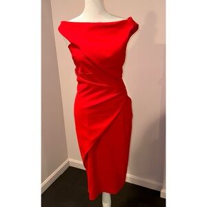 Chiara Boni Red Draped Midi Dress